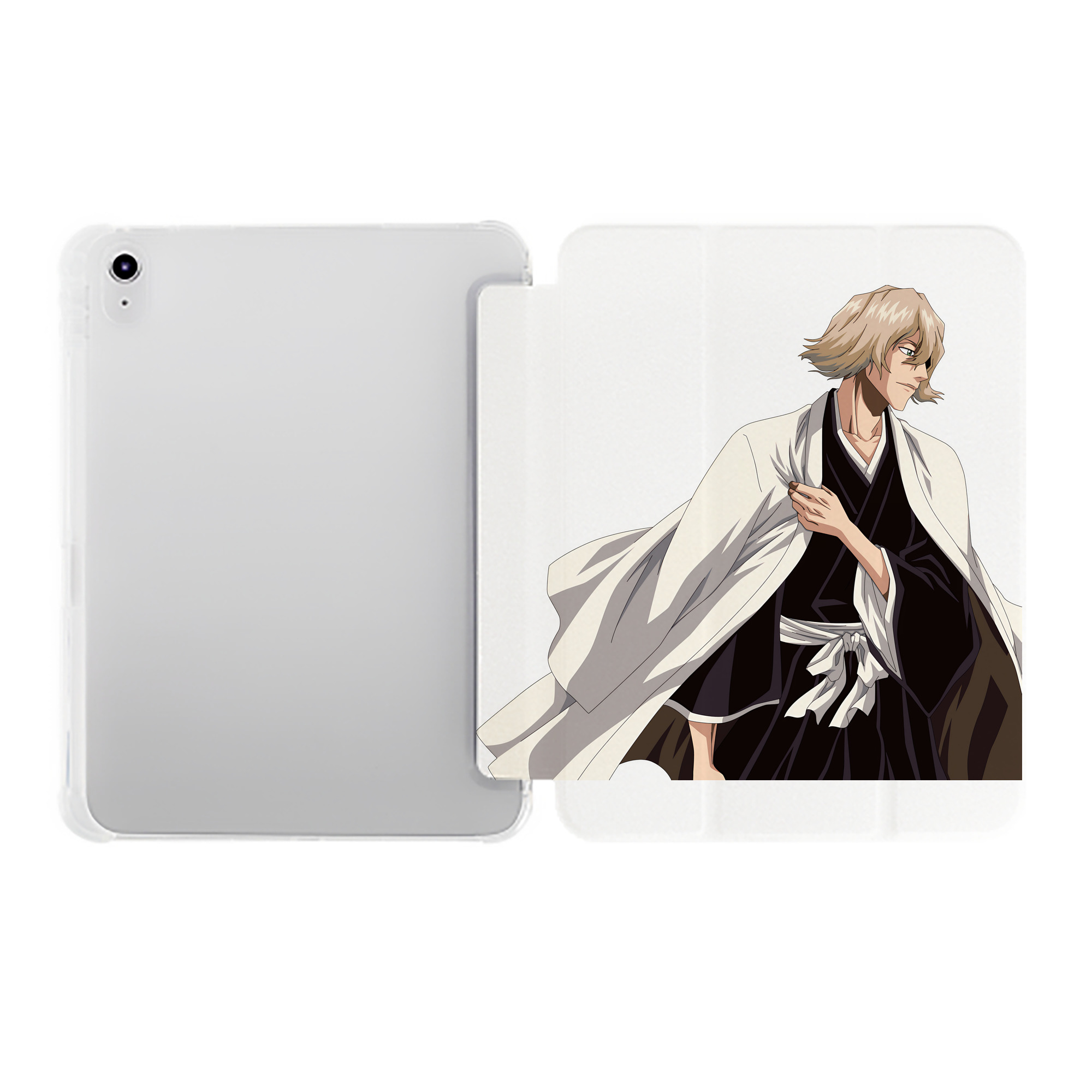 （画像用） "ブリーチ 浦原 喜助（うらはら きすけ） BLEACH Urahara Kisuke " IPad ケース ペン収納付き 三つ折りスタンド PUレザー×シリコン 対応機種9.5/10.5/10.9インチ